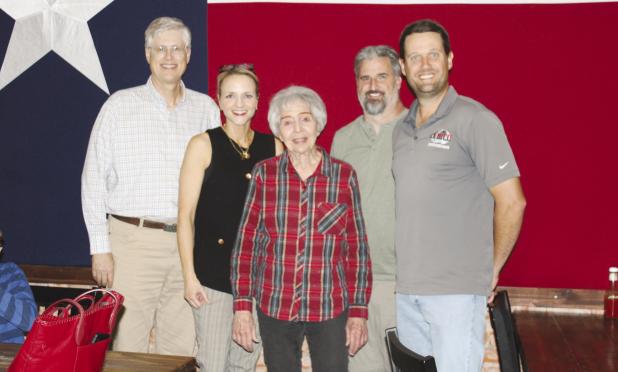 Young County Judge Win Graham met with supporters and curious voters at Hudson’s on Main on Thursday, April 9. L-R: Judge Graham, Olney ISD President Summer Branum, CEMCO President Carla Perry, CEMCO sales manager Justin Piegat, CEMCO chief engineer DJ 