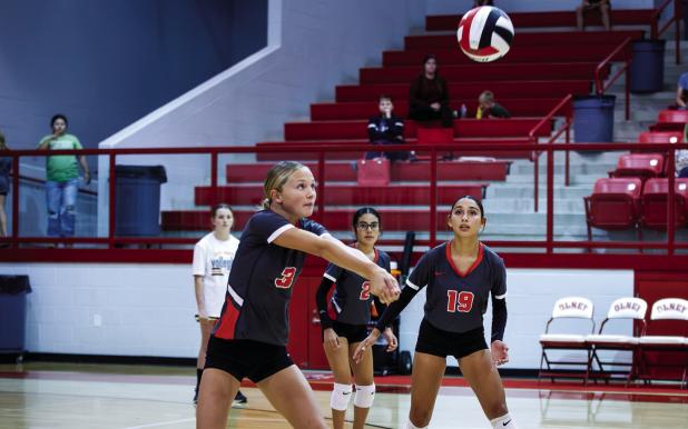 OJH Lady Cub # 3 Paxton Pittman with a save during the Lady Indian match. Photo by Will Sadler