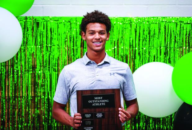 Bobcat Jacob Omundi received the Most Outstanding Athlete during the NHS Athletic Banquet. Photo by Will Sadler