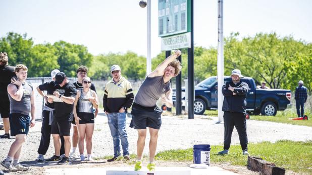 NHS Bobcat Jayden Hemby moves on to Regionals in shotput.