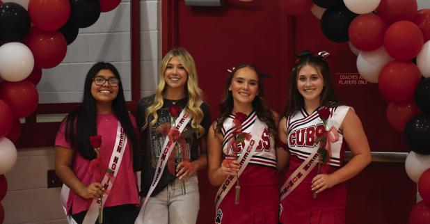 HC Queen Nominees - Senior girls chosen as nominees for Homecoming Queen include (l-r) Allison Alvarado, Bradi Bowers, Rai Bond, and Morgan Simmons. Photo by Jaylee Stout
