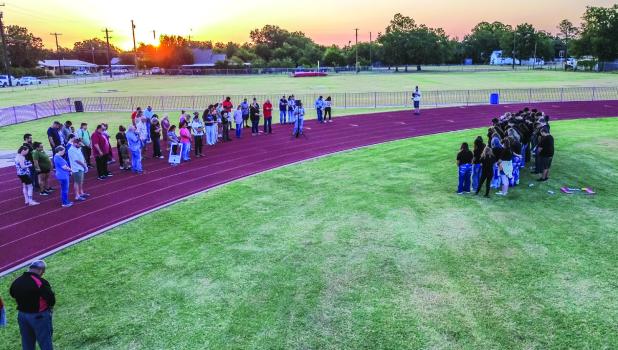 The Youth Pastor of Southside Baptist Church, Todd Phillips, offered a prayer during the Senior Sunrise event. Photo by Will Sadler