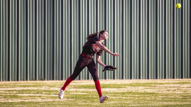 OHS Lady Cub #14 Halee Craven brings confidence and a powerful arm to the starting position of center field this season. Photo by Will Sadler