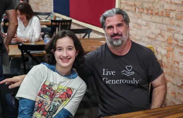 Justin and Isabel Piegat dined at Hudson’s on Main during the candidate meet and greet event. Photo by Will Sadler