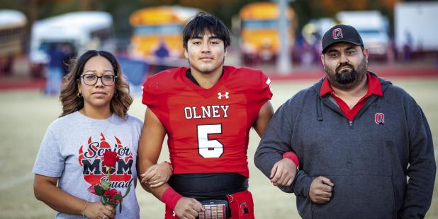 OHS Cub #5 Jose Castillo was escorted by Bernice Zarzoza and Jose Castillo Sr. Jose played wide receiver and defensive end for the Cubs for 4 years.