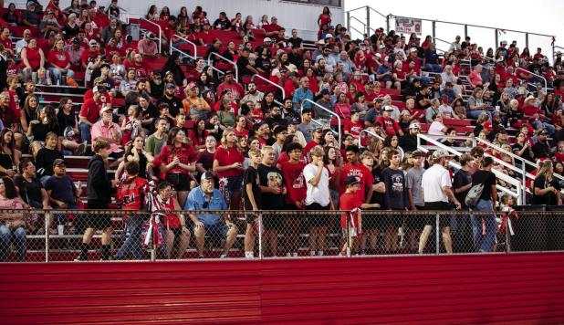 The OISD cheer section was out of bounds during the HOCO game against the Crosbyton Chiefs. Photo by Will Sadler
