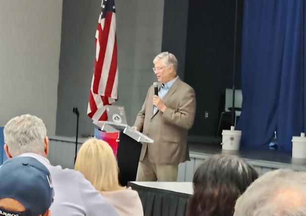 County Judge Win Graham addresses questions posed at a candidate forum for the Young County Republican Party at North Central Texas Collage in Graham on Jan. 20. Photo by Gina Keating