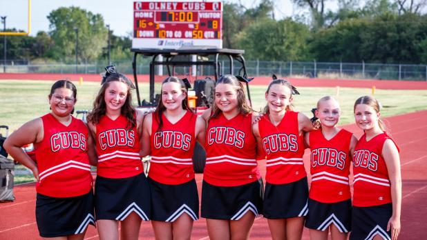 The OJH Cheerleaders kept the fans in the game with plenty of cheers, dance routines, and stunts. OJH Cheerleaders are Magnolia Caffey, Rayleigh Franklin, Palmer Hargis, Savannah Morales, Aria Pannell, Lilly Harrison, and Caroline Stewart. Photo by Will S