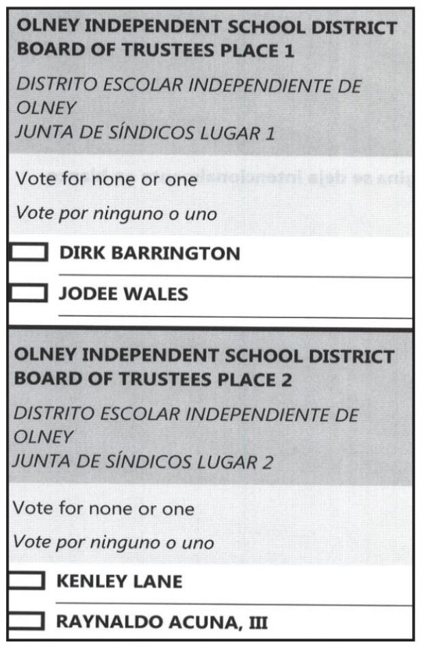 Olney ISD School Board Election