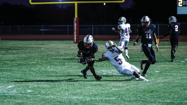 OHS Cub #7 Damian Hernandez had a big night against the Crosbyton Chiefs with 3 tackles, 11 assists, 1 interception, 1 sack, 1 tackle for loss and 4 receptions for 26 yards. Photo by Will Sadler