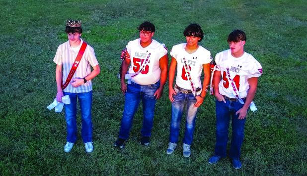 OHS Homecoming Hunk nominees celebrated the crowning of this year’s Hunk, Sawyer Edgington[L] Nominees also included [L-R] Peyton Bedford, Juan Castillo and Karter Bowers. Photo by Will Sadler