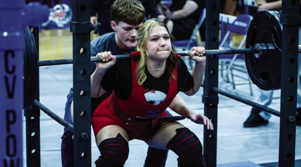Lady Cub Aubree Englishbee returns to the powerlifting team with plenty of experience to share with some of the less experienced teammates. Photo by Will Sadler