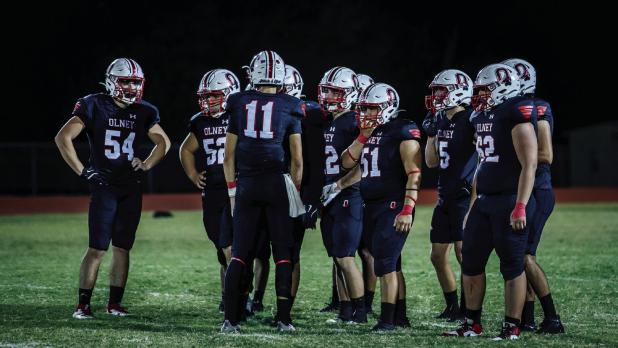 The Cubs huddle during their homecoming game against Crosbyton on Oct. 3.. Photo by Will Sadler