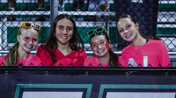 Newcastle student athletes and fans wore pink to the Senior Night Bobcat game against the Vernon Indians, in support of breast cancer awareness month. Photo by Will Sadler