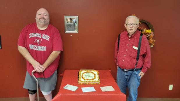 The Olney Senior Cub Center celebrated November birthdays of Tinker Barker and J.R Smith (not pictured Vinnie Haase). Happy birthday, friends! Photo courtesy of Olney Senior Cub Center