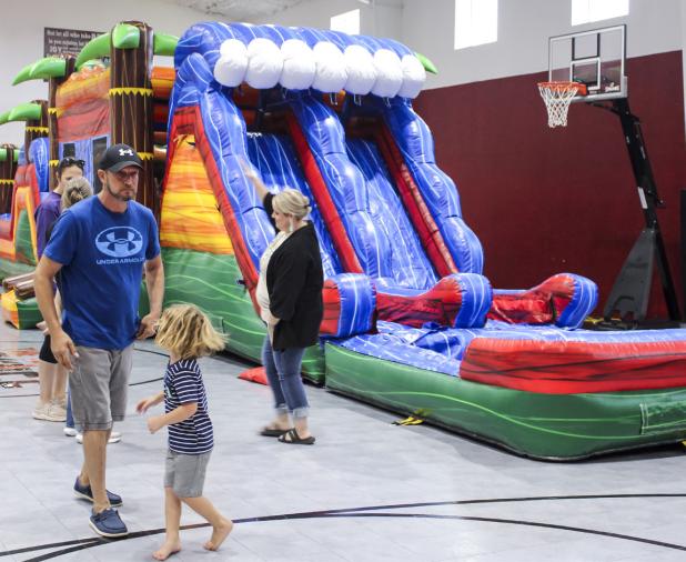 The Refuge held a family fun day complete with a bounce house, face painting, and this obstacle course at the gym. Photo by Gina Keating