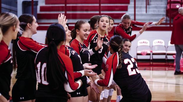 Lady Cubs firing each other up before the Pink Out Game against the Windthorst Lady Trojans. Photo by Will Sadler