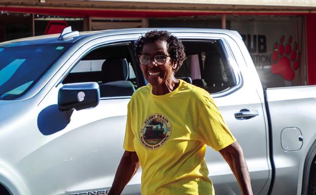 March for Jesus founder Verma Fobbs encouraged participants with hugs and words of inspiration. She said she will keep marching as long as the Lord wills it. Photo by Will Sadler