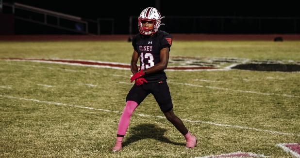 Cub #13 Reggie Williams CB-WR wears pink for Pink Out in support of breast cancer awareness. Photo by Will Sadler