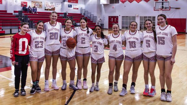 Your OHS 2025-26 Lady Cubs: #2-Jalissa Whitlock, #3-Ana Vasquez, #4-Mackenzie Berngen, #5-Oaklan Hopkins, #10-Kristen Fields, #15-Kaiten Hughes, #20-Natalie Simmons, #22-Makayla Simmons, #23-Aubree Englishbee, #24-Angel Turner and Mgr.- Avaleigh Tarr. Pho