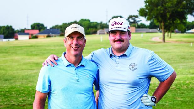 Dr. Jeremy Johnson [L] brought out the big guns by choosing his son Caleb Johnson to be his partner in the McClatchy. Caleb was a very successful Olney High School Cub golfing alum. Photo by Will Sadler