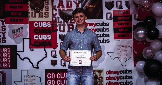 Maddox Johnson received the Cub Track and Field Team MVP Award. Photo by Will Sadler