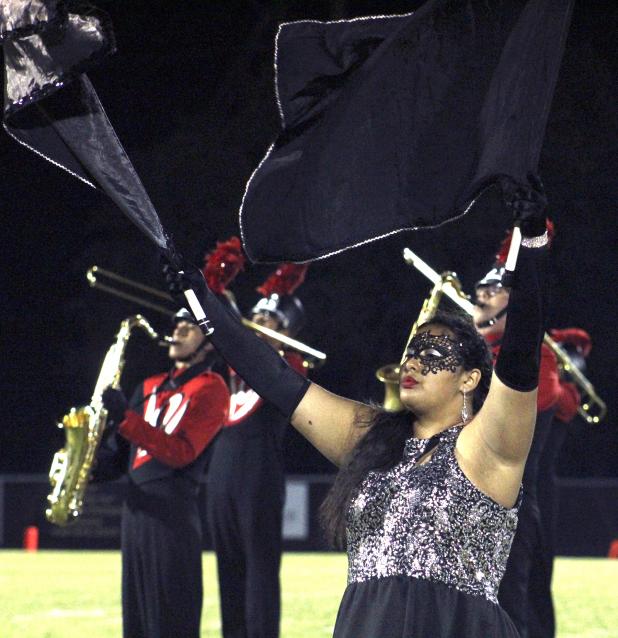 The “Pride of Olney” High School Marching band performs during halftime of last Friday’s football game against  Chico.