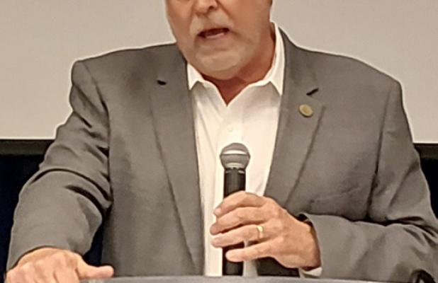 Texas Rep. David Spiller outlines his legislative priorities for the upcoming 90th Legislative Session, which convenes in January, to constituents at North Central Texas College in Graham on Oct. 12. Photo by Gina Keating