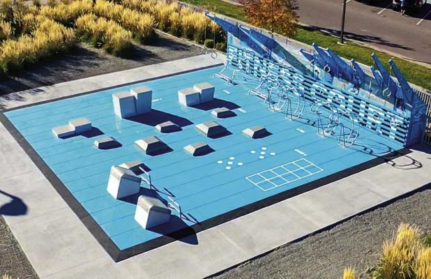 The City of Olney won a grant from the National Fitness Council to install a Fitness Court similar to the illustration above at Tom Griffin Park. The City and Keep Olney Beautiful will raise funds for installation costs. Photo courtesy of National Fitness