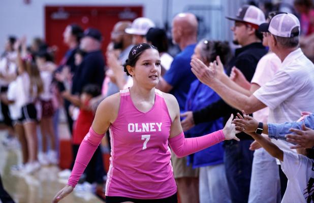 Lady Cub #7 Jalissa Whitlock makes her way around the court giving high fives to fans and family before their district game against the Trojanettes. Photo by Will Sadler