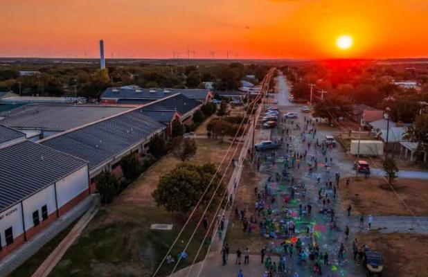 Newcastle Bobcats painted the street after their Homecoming parade cruised through town on Wednesday, Sept. 2. The Bobcats took on the Guthrie Jaguars on Sept. 4. For more on Newcastle ISD’s Wizard of Oz-themed Homecoming celebration,