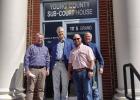 Young County officials look over the doors at the county sub-courthouse as they prepare a grant application to upgrade security at the facility. Pictured from left are OEDC Executive Director Tom Parker, County Judge Win Graham, Justice of the Peace Joey 