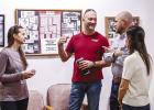 Hudson’s on Main proprietors Lisa Hudson (L) and Dustin Hudson (Center) mingle with City Council candidate Sammy Livingston and his wife, Andrea, at the Olney Chamber of Commerce’s Mix and Mingle event on Feb. 24. Photo by Will Sadler