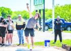 NHS Bobcat Jayden Hemby took home the first place for shot put in the Possum Kingdom Relays. Photo by Will Sadler