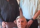 The tri-captains from the 1959 Olney Cubs football team recently got together in San Angelo at the home of Harold Philipp (seated). Ken Sheppard (standing on the right) and Jim Lovett reminisced about that 1959 season where the Cubs went undefeated until