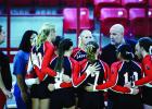 The Lady Cubs receive pregame instructions from new Volleyball Head Coach Nicholas Tarr. Look for a more in-depth look at the OHS new volleyball coach in a future issue of the Olney Enterprise. Photo by Will Sadler