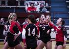 The OHS Lady Cubs celebrate during game one against the Lady Panthers, the team had some great success during game one but ultimately fell in 3 during the series. Photo by Will Sadler