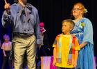 Leo Branum, playing the lead role of Jojo, shares the stage with castmates Cy Sweedler (r) and Jessica Hayter (L) in Seussical Jr at the Graham Regional Theatre last weekend. Photo courtesy of Graham Regional Theatre