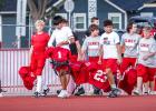 The OJH Cubs red team walk confidently onto Cub Field, ready to battle with the Roscoe Plowboys. Photo by Will Sadler