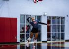 OJH Lady Cub #19 Janie Sykora serves during the match-up with the Lady Indians. Sykora will be one to keep your eye on; her skill level is already on par with a JV player. Photo by Will Sadler