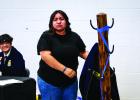 Senior Jazmine Hammond got very sentimental as she performed the FFA ritual of hanging her jacket up at the end of year NHS FFA banquet. Outgoing seniors of the FFA hang their jackets up symbolically ending their time with the FFA. Other seniors ending th