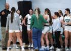 Coach Ryan Dollar addresses the Ladycats with last-minute instructions for the start of the matchup with the Lady Panthers. Photo by Will Sadler