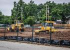 Construction halted on the new Olney Hamilton Hospital at Avenue M and Hamilton Street last week after a 53-year-old Wichita Falls man working at the site died in an accident. Photo by Will Sadler
