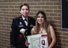 OHS Student Krystal Hernandez received special acknowledgement for enlisting in the U.S. Army National Guard. Army representative Staff Sergeant Zelene Diaz presented Krystal with the special award in front of her peers during the Senior Scholarship cerem