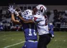 Cub receiver #2 Jamarcus Collins saves an interception with a heads up scramble to keep the Bulldog from picking the pass intended for Collins. Photo by Will Sadler
