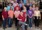 Front row: JoAnn (Goldsmith) Larimore, Teresa (Abbott) Middaugh, Syndal (West) McClatchy, Howard Lee, Susan (Wainscott) Jeske, Christy (Myatt) Seidel, Pam (Brown) Benner Row 2: WD Middaugh, Robert Millican, Julie (Harris) Stewart, Gina (Lassiter) Minshew,