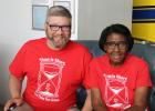 The 28th annual March for Jesus takes place Oct. 3 with a parade starting at Tommy Perkins Park and ending at the First Baptist Church of Olney. FBCO Pastor Dr. Chad Edgington and March for Jesus Founder Verma Fobbs show off this year’s T-shirts at an i