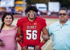 OHS Cubs #56 Noah Enriquez was escorted by Ruby and Malaquias Enriquez. Noah played right tackle and defensive end for the Cubs for 4 years.