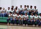 Bobcat football players chat excitedly after being announced and taking their walk through the Bobcat tunnel. Photo by Will Sadler