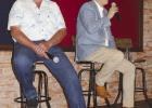 Young County Precinct 4 Commissioner candidate Bobby Swetnam (L) and County Judge Win Graham (R) participate in a runoff debate at Hudson’s on Main on Tuesday, April 28. Photo by Gina Keating